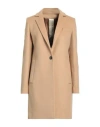 Annie P . Woman Coat Camel Size 10 Virgin Wool, Polyamide, Cashmere In Beige
