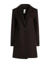 Annie P . Woman Coat Dark Brown Size 4 Virgin Wool, Polyamide, Cashmere