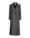 Annie P . Woman Coat Lead Size 2 Virgin Wool, Polyamide, Cashmere In Grey