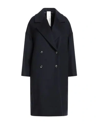 Annie P . Woman Coat Midnight Blue Size 6 Virgin Wool, Polyamide, Cashmere