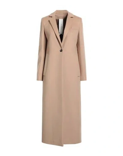 Annie P . Woman Coat Sand Size 10 Virgin Wool, Polyamide, Cashmere In Beige