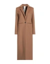 Annie P . Woman Coat Sand Size 4 Virgin Wool, Polyamide, Cashmere In Beige