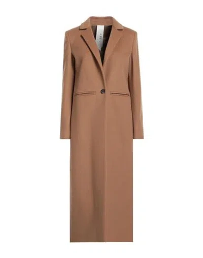 Annie P . Woman Coat Sand Size 4 Virgin Wool, Polyamide, Cashmere In Beige