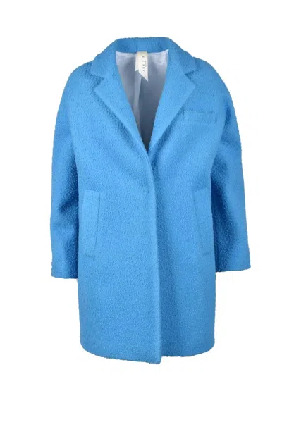 Annie P Wool Mohair Polyamide Coat - Turquoise In Blue