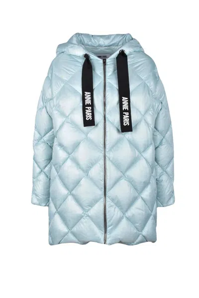 Annie Paris Aquamarine Quilted Down Jacket In Blue