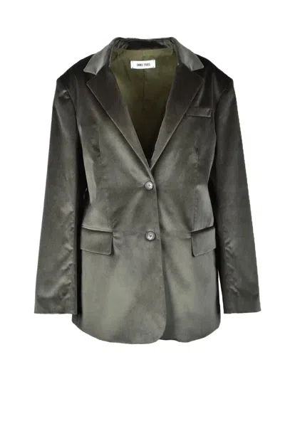 Annie Paris Deep Green Velvet Jacket In Gray