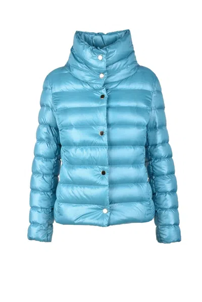 Annie Paris Light Down Jacket Turquoise In Blue