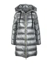 Annie Paris Long Puffer Jacket - Grey In Multi