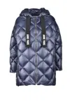 Annie Paris Quilted Blue Down Jacket In Blue