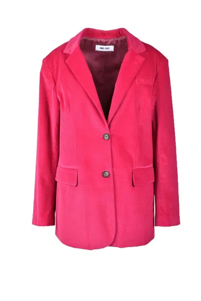 Annie Paris Tailored Fuchsia Jacket With Classic Lapel In Animal Print