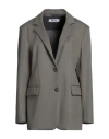 Annie Paris Woman Blazer Taupe Size 8 Virgin Wool, Cashmere In Grey