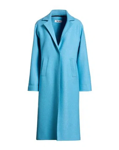 Annie Paris Woman Coat Azure Size Xs Virgin Wool In Blue