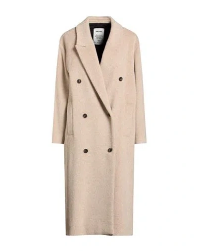 Annie Paris Woman Coat Beige Size L Alpaca Wool, Polyamide, Virgin Wool In Brown