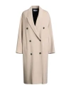 Annie Paris Woman Coat Beige Size M Virgin Wool, Polyamide In Neutral
