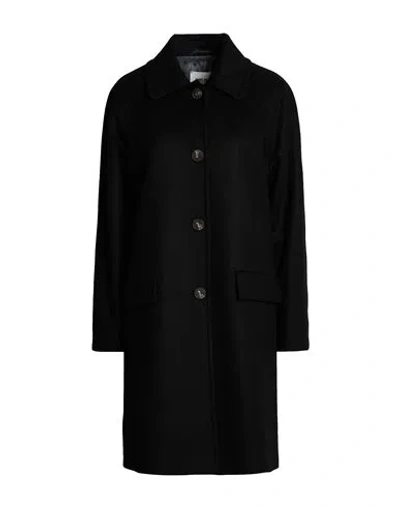 Annie Paris Woman Coat Black Size 4 Virgin Wool, Polyamide, Cashmere In Multi