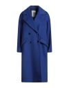 Annie Paris Woman Coat Blue Size L Virgin Wool, Polyamide, Cashmere