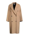 Annie Paris Woman Coat Camel Size M Virgin Wool, Polyamide In Brown