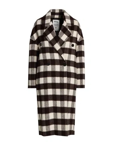 Annie Paris Woman Coat Chocolate Brown Size S Virgin Wool, Alpaca Wool