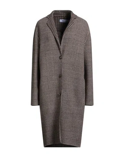 Annie Paris Woman Coat Dark Brown Size L Wool, Polyester, Polyamide
