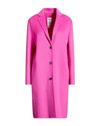 Annie Paris Woman Coat Fuchsia Size S Virgin Wool In Pink