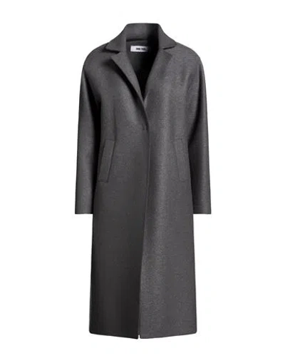 Annie Paris Woman Coat Grey Size S Virgin Wool In Black