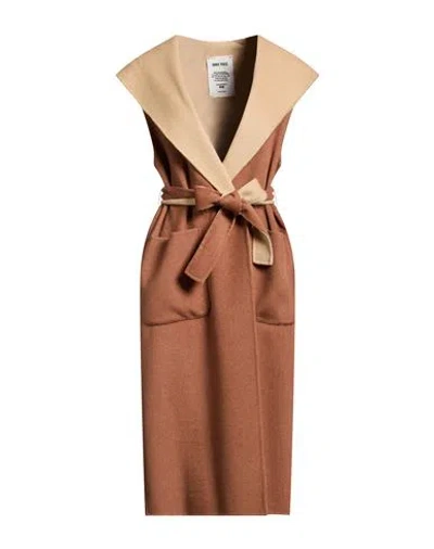 Annie Paris Woman Coat Light Brown Size S Virgin Wool, Cashmere