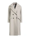 Annie Paris Woman Coat Light Grey Size L Virgin Wool, Polyamide, Cashmere In Gray
