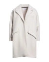 Annie Paris Woman Coat Light Grey Size M/l Virgin Wool In White