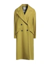 Annie Paris Woman Coat Lime Green Size L Virgin Wool, Polyamide, Cashmere In Yellow