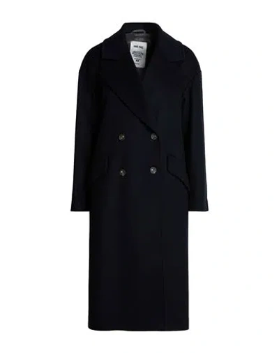 Annie Paris Woman Coat Midnight Blue Size M Virgin Wool, Cashmere In Multi