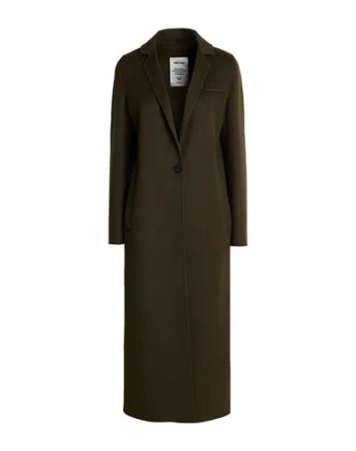 Annie Paris Woman Coat Military Green Size 4 Virgin Wool