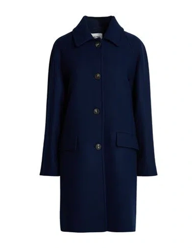 Annie Paris Woman Coat Navy Size 4 Virgin Wool In Blue