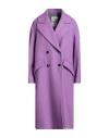 Annie Paris Woman Coat Purple Size M Virgin Wool, Polyamide, Cashmere In Multi