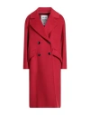 Annie Paris Woman Coat Red Size L Virgin Wool, Polyamide, Cashmere