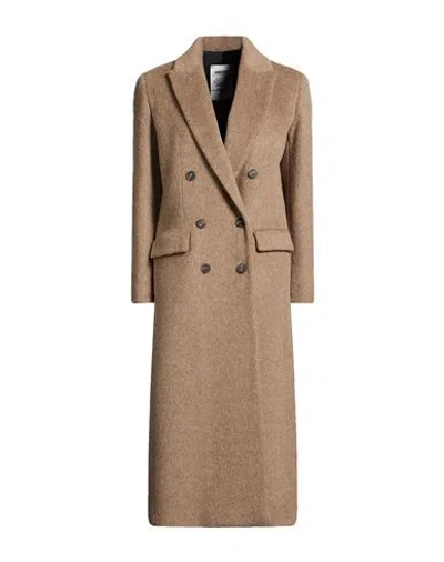 Annie Paris Woman Coat Taupe Size 4 Alpaca Wool, Polyamide, Virgin Wool In Brown
