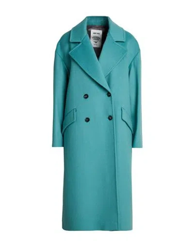 Annie Paris Woman Coat Turquoise Size S Virgin Wool, Cashmere In Blue