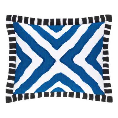 Annie Selke Arrows Linen Cobalt/white Embroidered Decorative Pillow Cover - 16" Lumbar