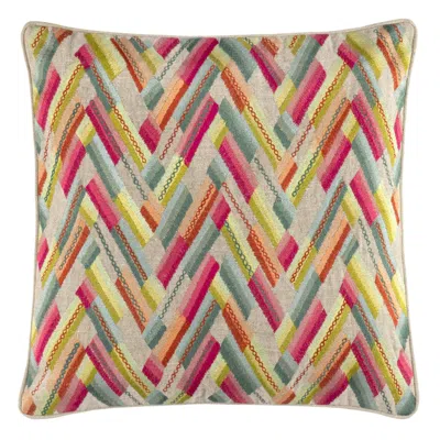 Annie Selke Azura Embroidered Multi Decorative Pillow Cover - 20" Square