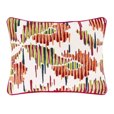 Annie Selke Boogie Board Multi Embroidered Decorative Pillow Cover - 16" Lumbar