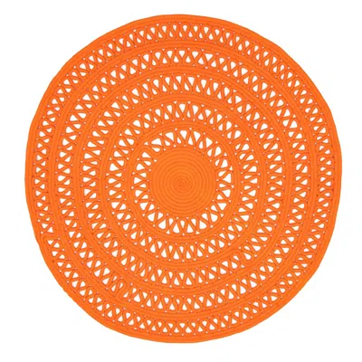 Annie Selke Bowline Tangerine Handwoven Indoor/outdoor Round Rug - 8' Round In Orange