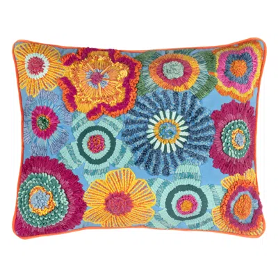 Annie Selke Bramble Embroidered Multi Decorative Pillow Cover - 16" Lumbar