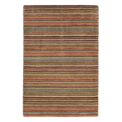 Annie Selke Brindle Stripe Spice Hand Loom Knotted Wool Rug - Runner-2.5x8 In Brown