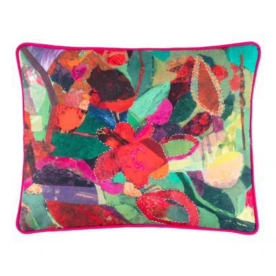 Annie Selke Bunny Flower Felt Embroidered Decorative Pillow Cover - 16" Lumbar In Multi