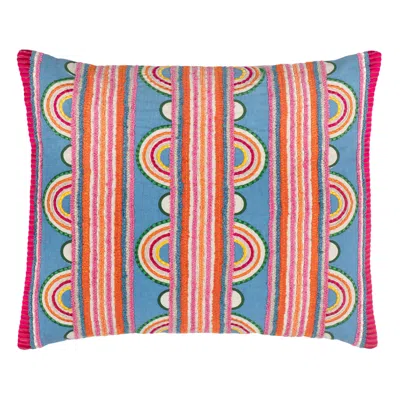Annie Selke Button Embroidered Multi Decorative Pillow Cover - 16" Lumbar
