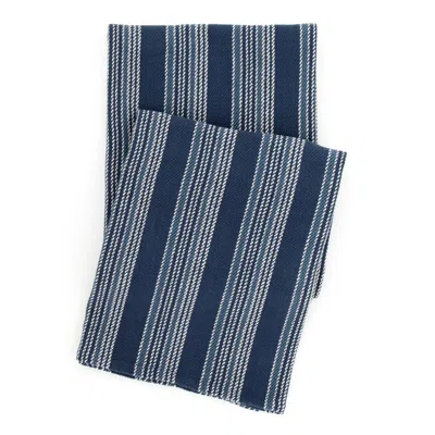 Annie Selke Cameroon Woven Cotton Throw In Blue