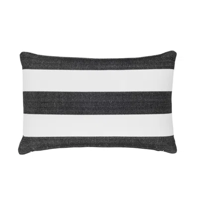 Annie Selke Catamaran Stripe Black/white Indoor/outdoor Decorative Pillow - 15" Lumbar In Multi