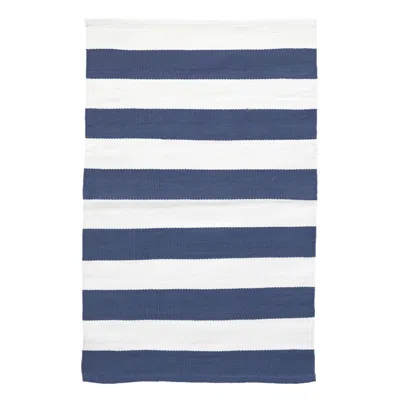 Annie Selke Catamaran Stripe Denim/white Handwoven Indoor/outdoor Rug - Runner-2.5x12 In Blue