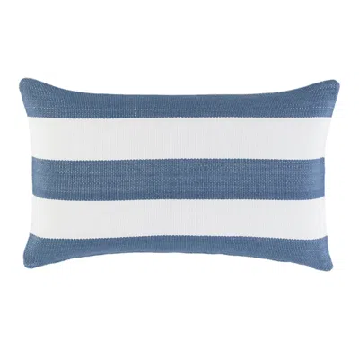 Annie Selke Catamaran Stripe Denim/white Indoor/outdoor Decorative Pillow - 15" Lumbar In Multi