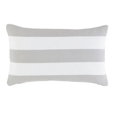 Annie Selke Catamaran Stripe Pearl Grey/white Indoor/outdoor Decorative Pillow - 15" Lumbar