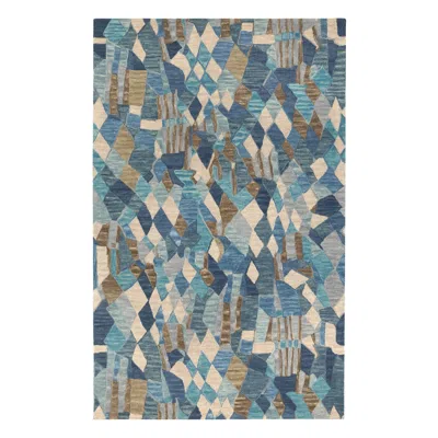Annie Selke Deer Leap Blue Hand Hooked Wool Rug - Runner-2.5x8